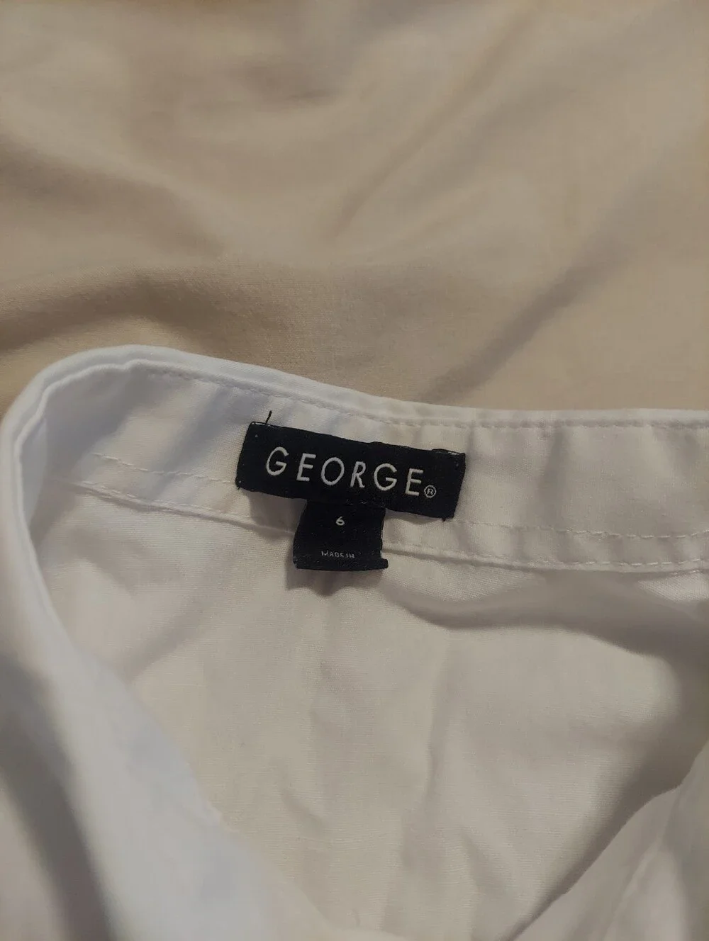 George Boys White Button Down Dress Shirt Size 6 Long Sleeve